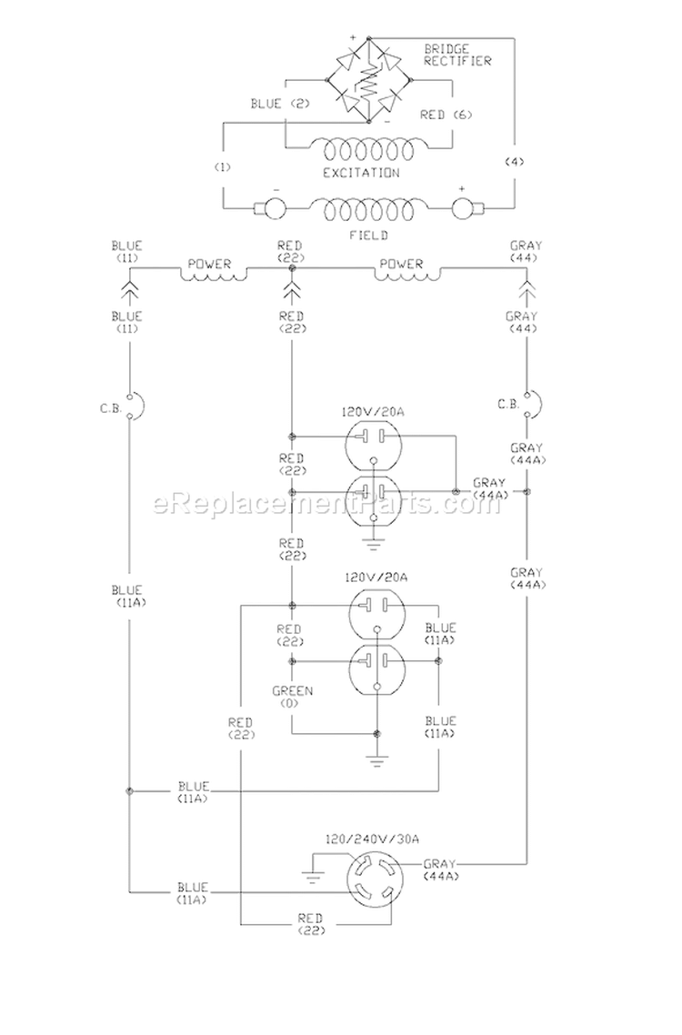 Page D Diagram and Parts List for 1677-0  Briggs and Stratton Generator
